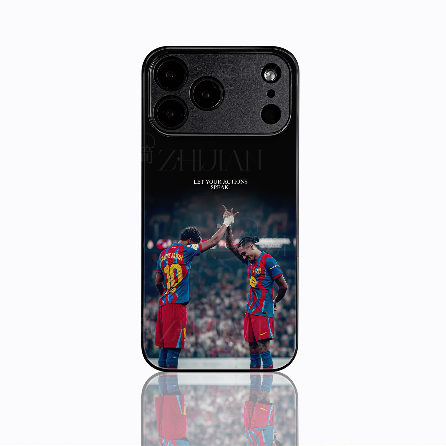 巴萨球员击掌磁吸磨砂黑框电镀玻璃手机壳适用苹果iphone17promax华为VIVOY500PRO荣耀200ProIQOONEO7P50PRO