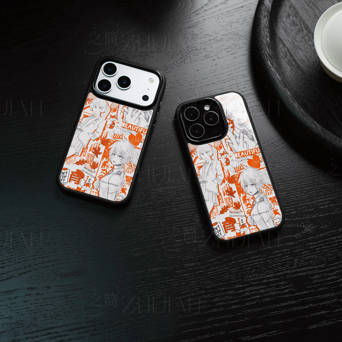 初音拼贴磁吸磨砂黑框电镀玻璃手机壳适用苹果iphone17promax华为VIVOS18PRO红米TURBO3OPPORENO15CMATE50PRO