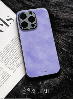 之简ZHIJIAN《紫色光斑》电镀玻璃磨砂手机壳新款小众不撞壳适用苹果17promax小米14PRO华为MATE60PROPLUS小