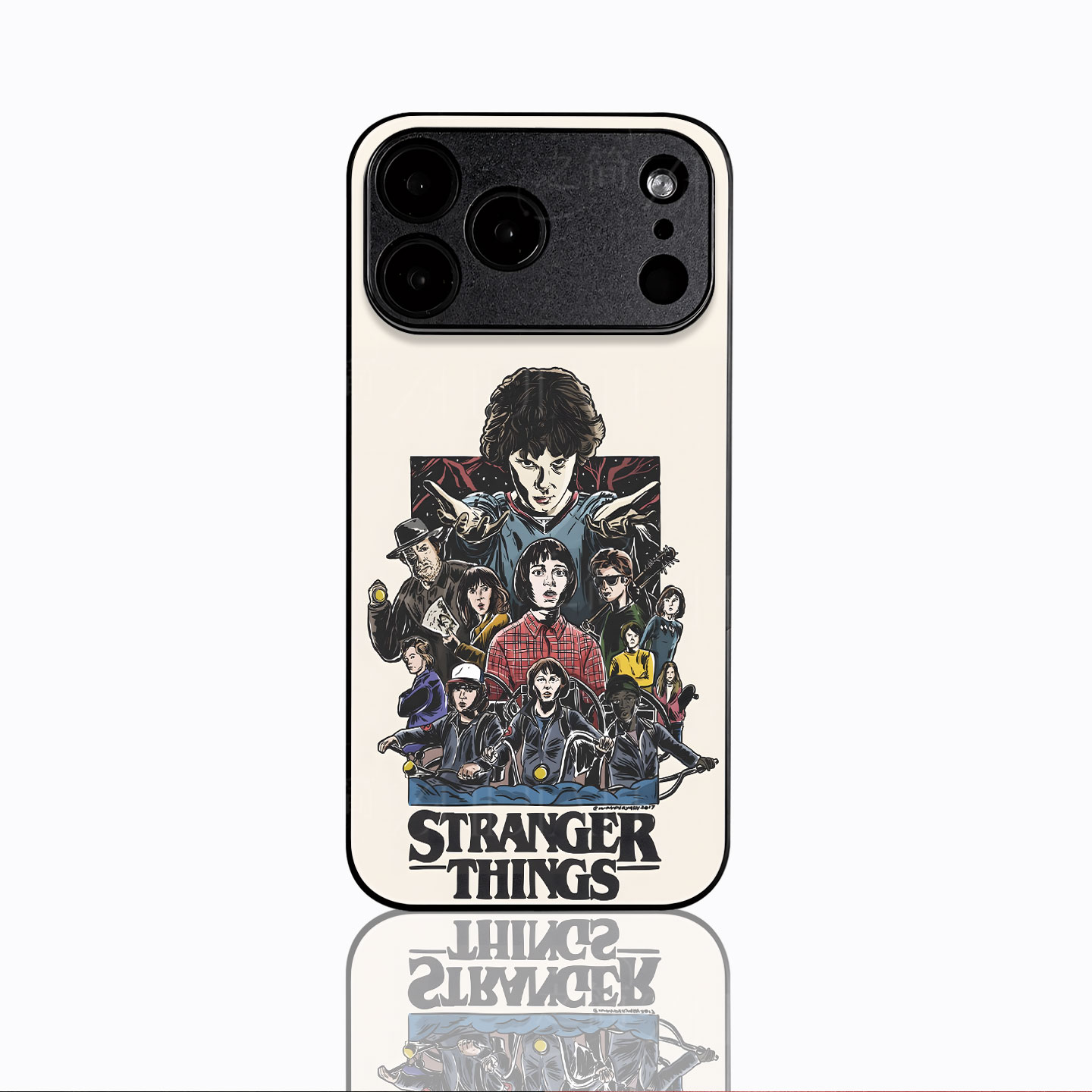怪奇物语群像磁吸磨砂黑框电镀玻璃手机壳适用苹果iphone17promax华为NOVA9PRONOVA10PROVIVOX100ULTRAOPPORE