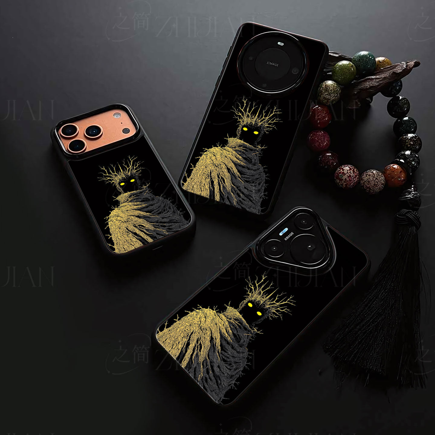 暗黑荆棘王者磁吸磨砂黑框电镀玻璃手机壳适用苹果iphone17promax华为红米K70PRO荣耀X50IOPPOFINDX9SPROMATE