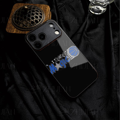 奥兰多魔术队磁吸磨砂黑框电镀玻璃手机壳适用苹果iphone17promax华为P40PROPLUS小米14PROPROMAX11/12/VIVOX