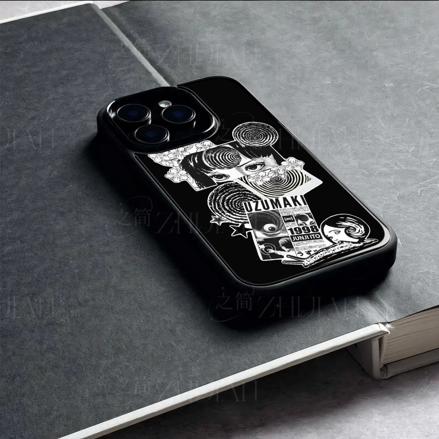 伊藤润二漩涡磁吸磨砂黑框电镀玻璃手机壳适用苹果iphone17promax华为红米K50至尊版NOVA8PRONOVA9SEMATE50PR