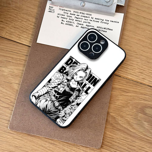 七龙珠人造人18号磁吸磨砂黑框电镀玻璃手机壳适用苹果iphone17promax华为PURA70PRO荣耀MAGIC8PROIQOONEO6OP
