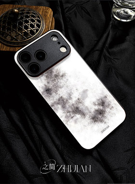 之简ZHIJIAN《墨痕斑驳》玻璃亮面磨砂手机壳新款小众不撞壳适用苹果17promaxOPPOA5PROVIVOX200PROMINI12/13