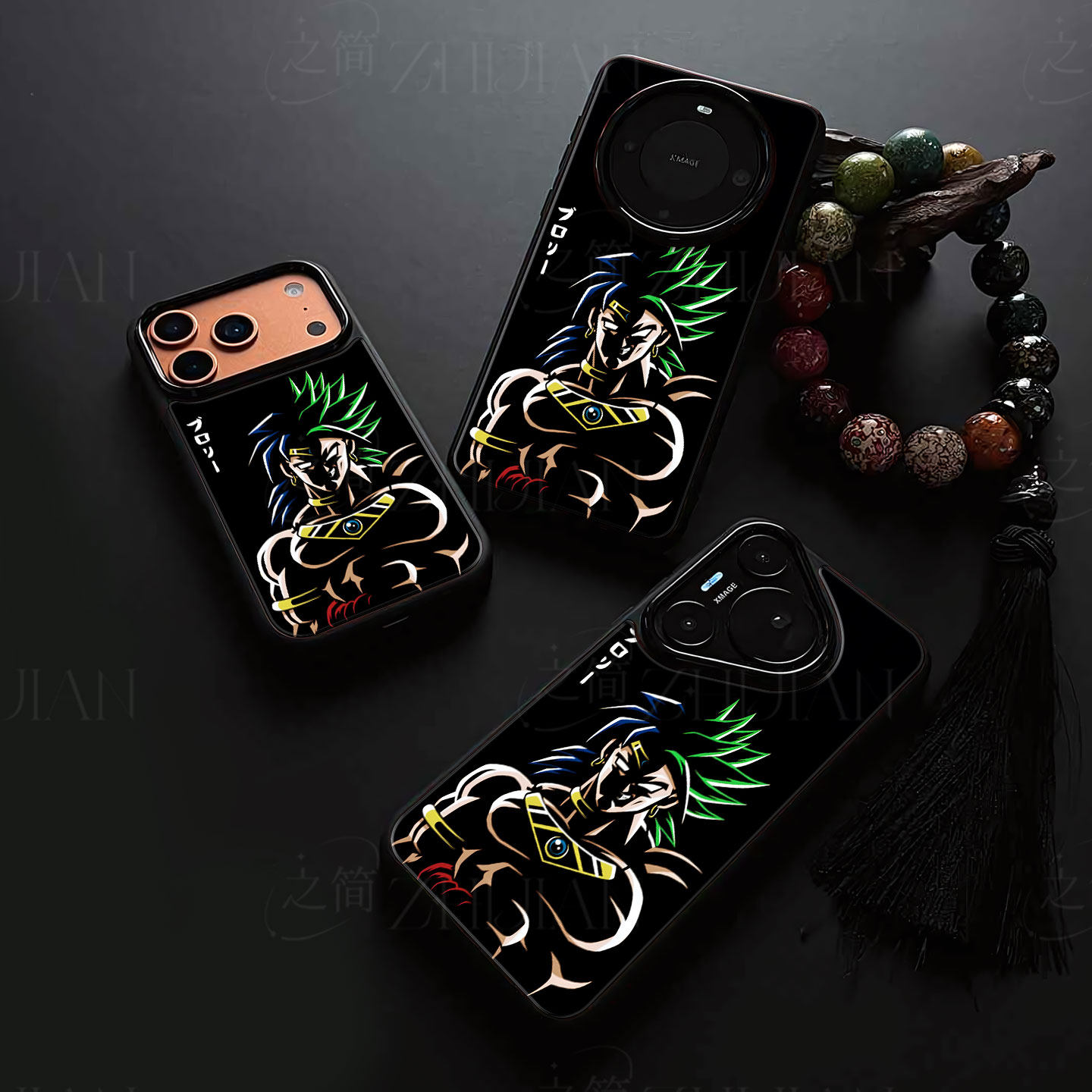 七龙珠布罗利磁吸磨砂黑框电镀玻璃手机壳适用苹果iphone17promax华为P50PROMATE70PRO荣耀400PROMATE40PROPL
