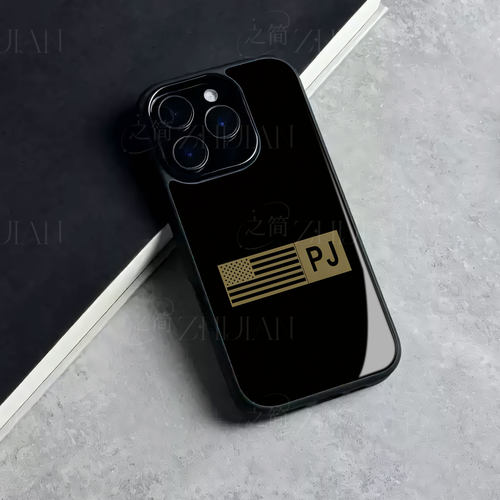PJ美旗标识磁吸磨砂黑框玻璃手机壳适用苹果iphone17promax华为VIVOY300MATE80PROMAX红米TURBO4PRO荣耀X80I