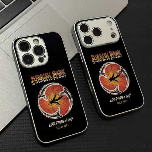 侏罗纪磁吸磨砂黑框电镀玻璃手机壳适用苹果iphone17promax华为OPPOFINDX5PROIQOONEO8IQOONEO9荣耀MAGIC4PRO