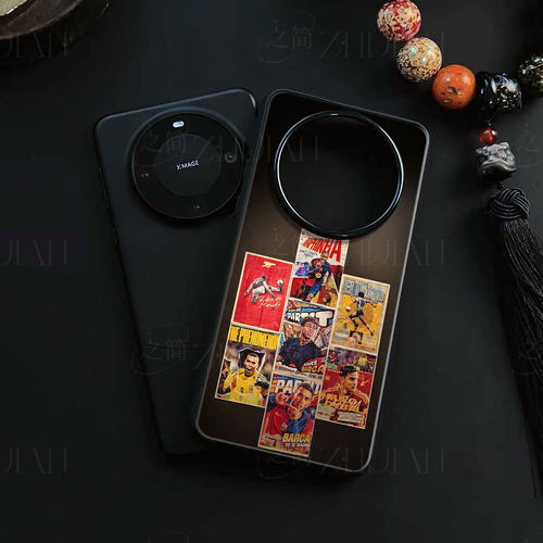 足球明星磁吸磨砂黑框电镀玻璃手机壳适用苹果iphone17promax华为荣耀500PROVIVOX80PRO红米NOTE14PROPLUSOPP