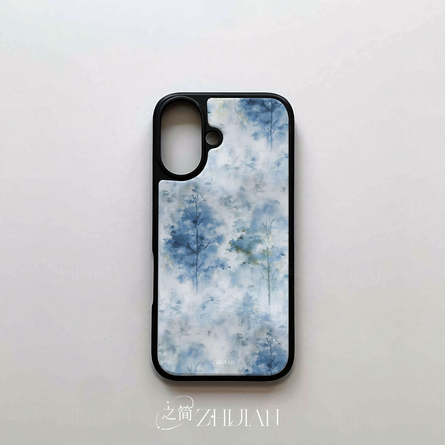 之简ZHIJIAN《林雾氤氲》电镀玻璃磨砂手机壳新款小众不撞壳适用苹果17promax华为MATE60PROPLUS华为P60PRO华