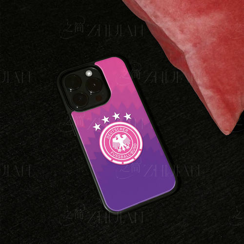 德国队徽粉色版磁吸磨砂黑框电镀玻璃手机壳适用苹果iphone17promax华为红米K70ENOVA9SE荣耀500PROP40PRO