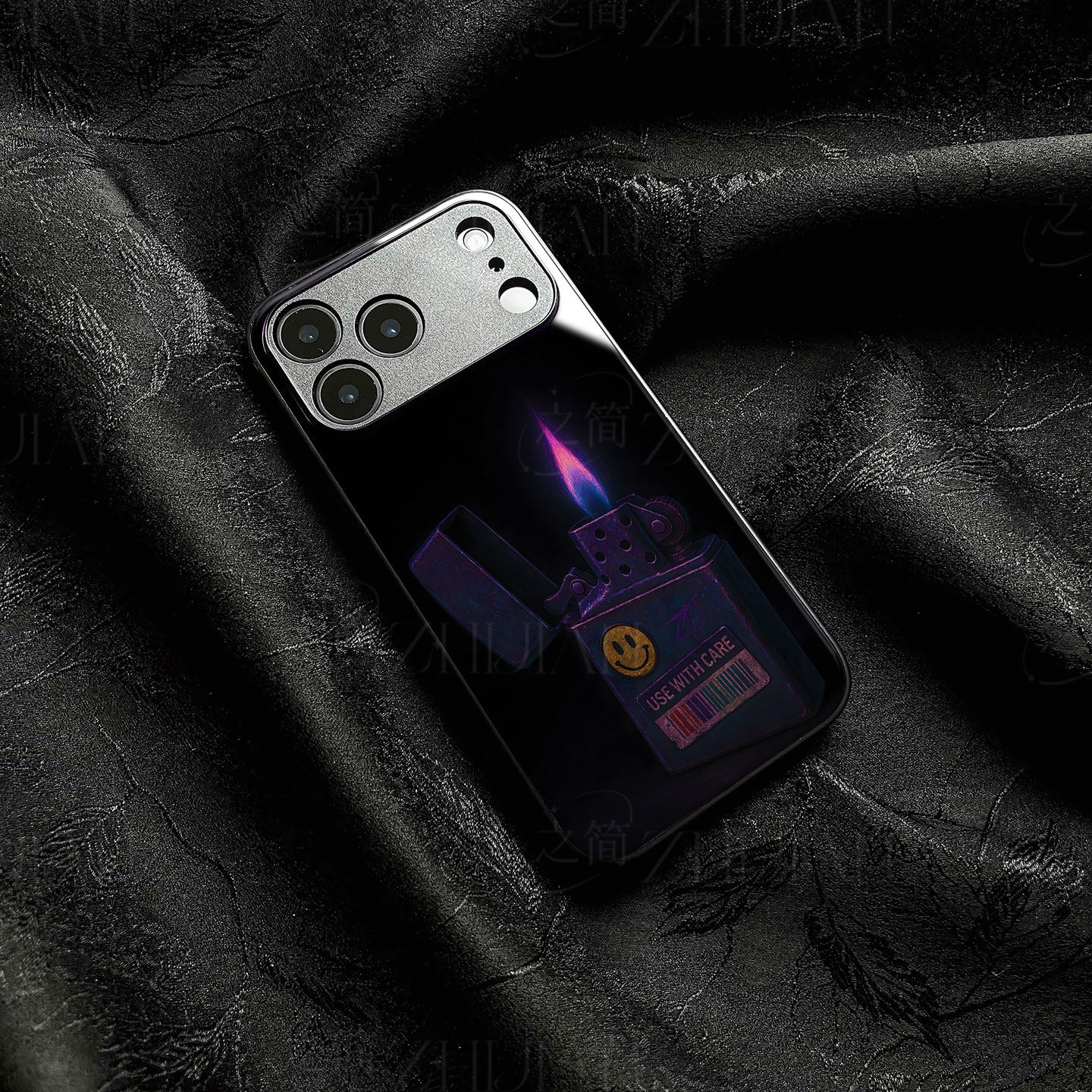 复古笑脸火机磁吸磨砂黑框电镀玻璃手机壳适用苹果iphone17promax华为NOVA8PRO小米13PROIQOO15ULTRAOPPORENO
