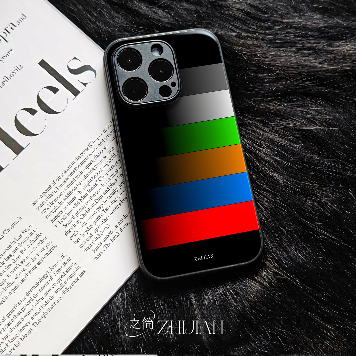 之简ZHIJIAN《彩条阶梯》玻璃亮面磨砂手机壳新款小众不撞壳适用苹果17promaxIQOOZ8XNOVA13VIVOX200至尊OPPO