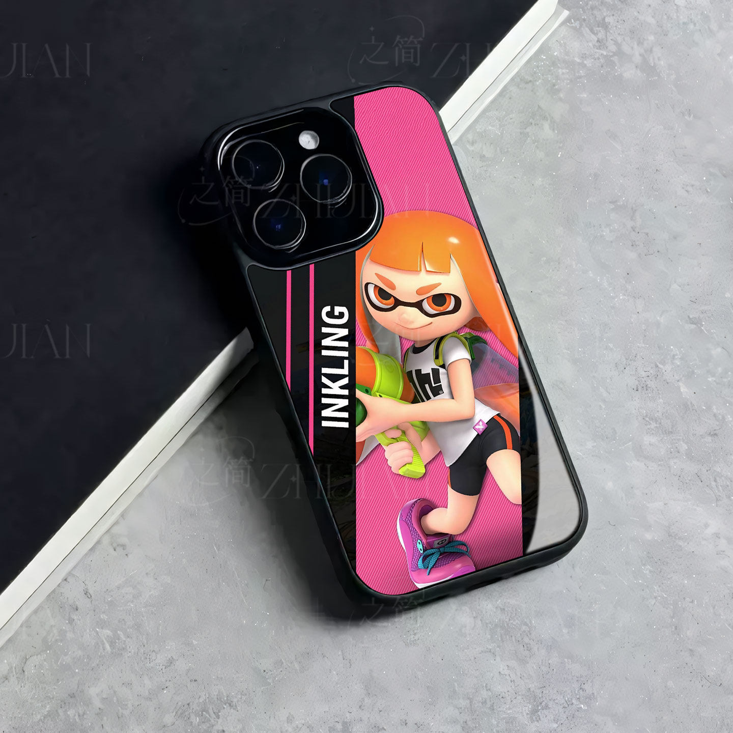喷射乌贼娘磁吸磨砂黑框电镀玻璃手机壳适用苹果iphone17promax华为1加15TVIVOX300SVIVOS15EOPPORENO15PRO