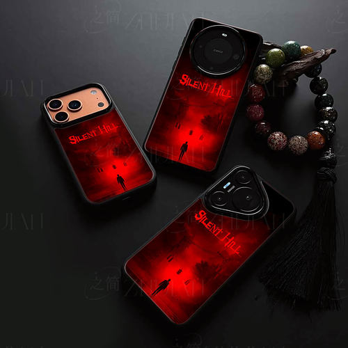 寂静岭红雾磁吸磨砂黑框电镀玻璃手机壳适用苹果iphone17promax华为1加ACE5竞速版红米K60至尊版荣耀MAGIC7PR