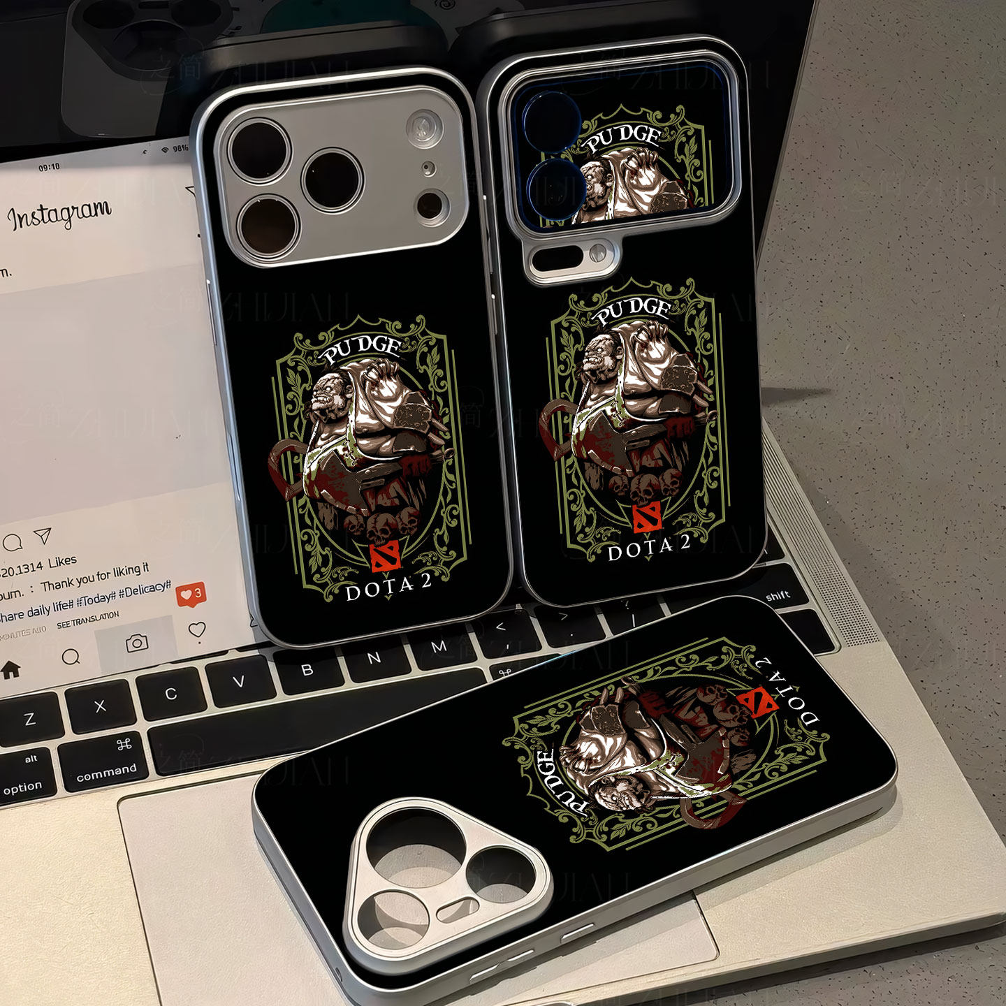 DOTA2屠夫磁吸磨砂黑框电镀玻璃手机壳适用苹果iphone17