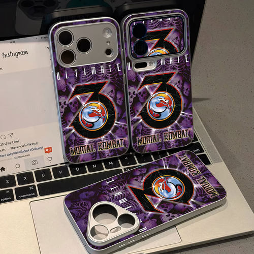 真人快打3磁吸磨砂黑框电镀玻璃手机壳适用苹果iphone17promax华为OPPORENO8PROPLUS1加13T畅享90PROMAXPURA8