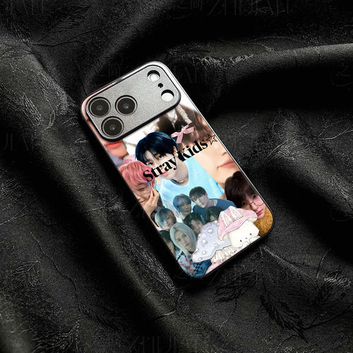 StrayKids拼贴磁吸磨砂黑框电镀玻璃手机壳适用苹果iphone17promax华为红米TURBO4PRO小米CIVI4PRONOVA7PROVI