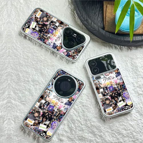 SKZ拼贴磁吸磨砂黑框电镀玻璃手机壳适用苹果iphone17promax华为OPPORENO6PRO荣耀MAGIC4PRONOVA13P40PROPLUS