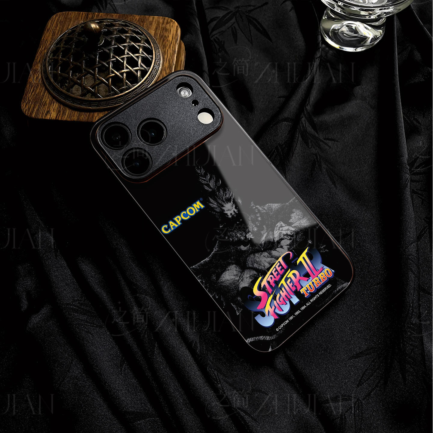 超级街霸豪鬼磁吸磨砂黑框电镀玻璃手机壳适用苹果iphone17promax华为荣耀80SE荣耀60SE荣耀60PRO红米K70至尊