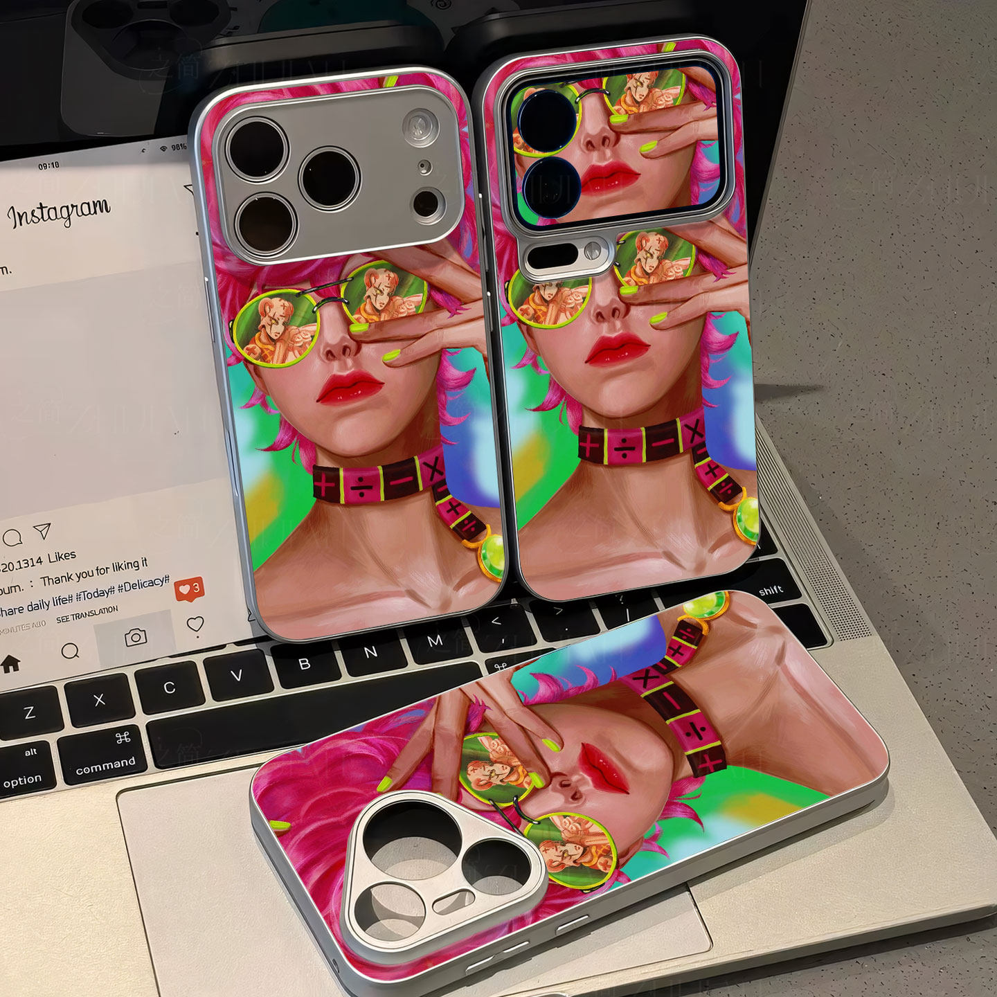 JOJO黄金之风磁吸磨砂黑框电镀玻璃手机壳适用苹果iphone17promax华为VIVOX60PROIQOO13VIVOY500PRO荣耀300UL
