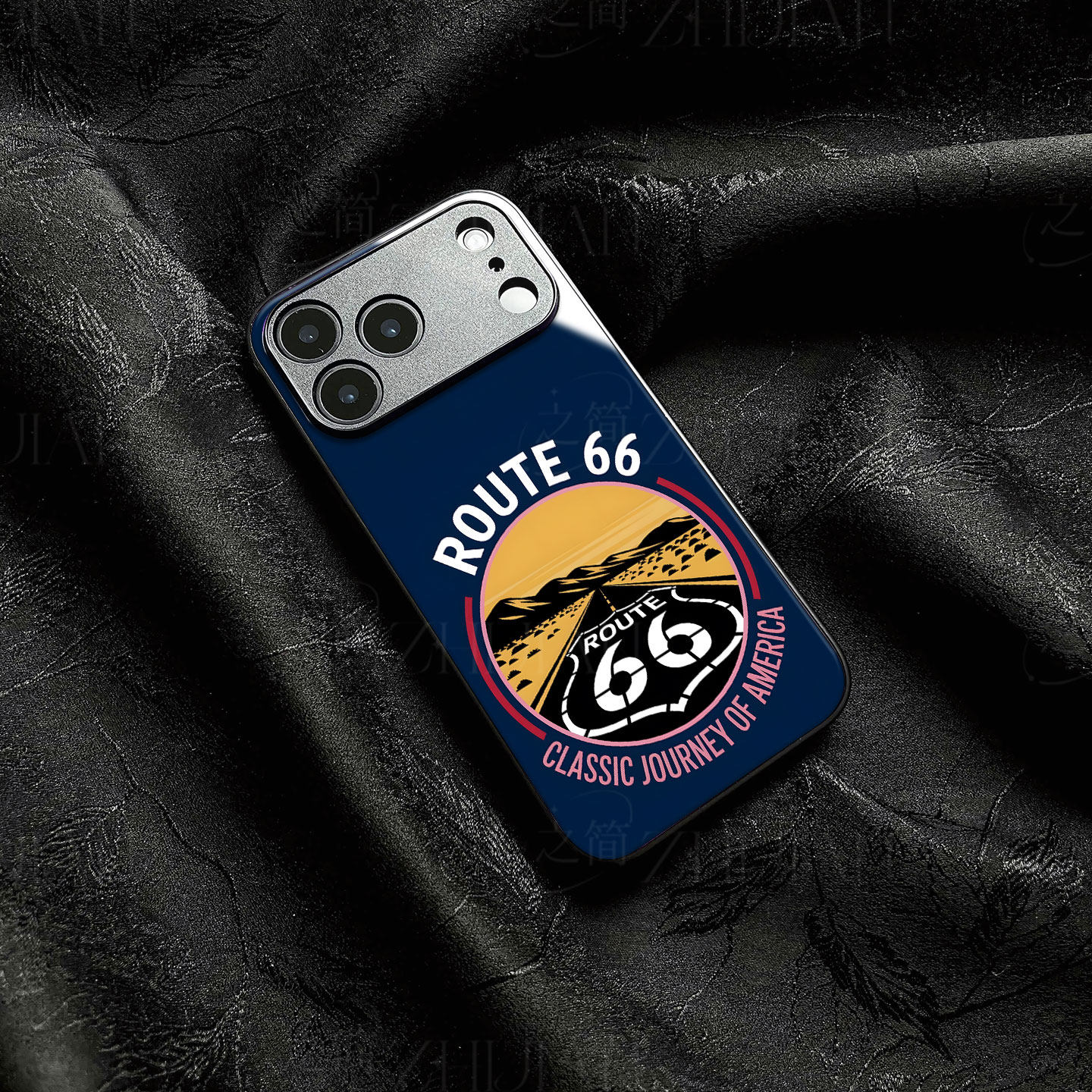 66号公路磁吸磨砂黑框电镀玻璃手机壳适用苹果iphone17promax华为畅享90PROMAXOPPORENO14PRO小米17PROMAXVIV