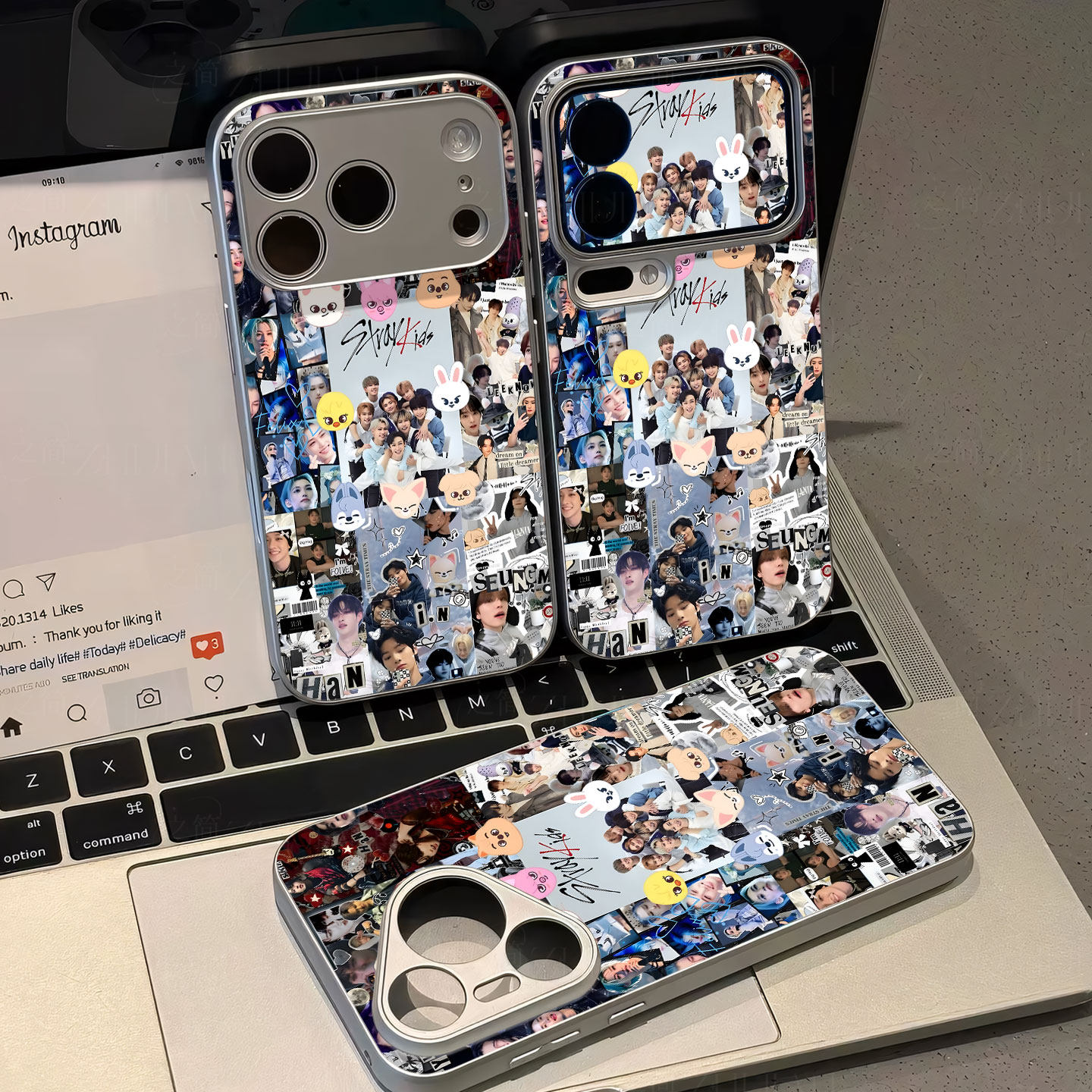 StrayKids磁吸磨砂黑框电镀玻璃手机壳适用苹果iphone17promax华为1加11红米TURBO5MAX红米TURBO4PRO荣耀80SE