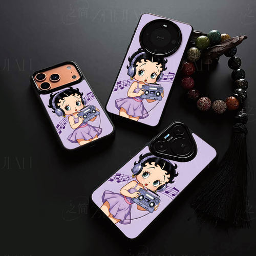 贝蒂听音乐磁吸磨砂黑框电镀玻璃手机壳适用苹果iphone17promax华为OPPORENO7SEIQOONEO6OPPORENO12PROVIVOX3