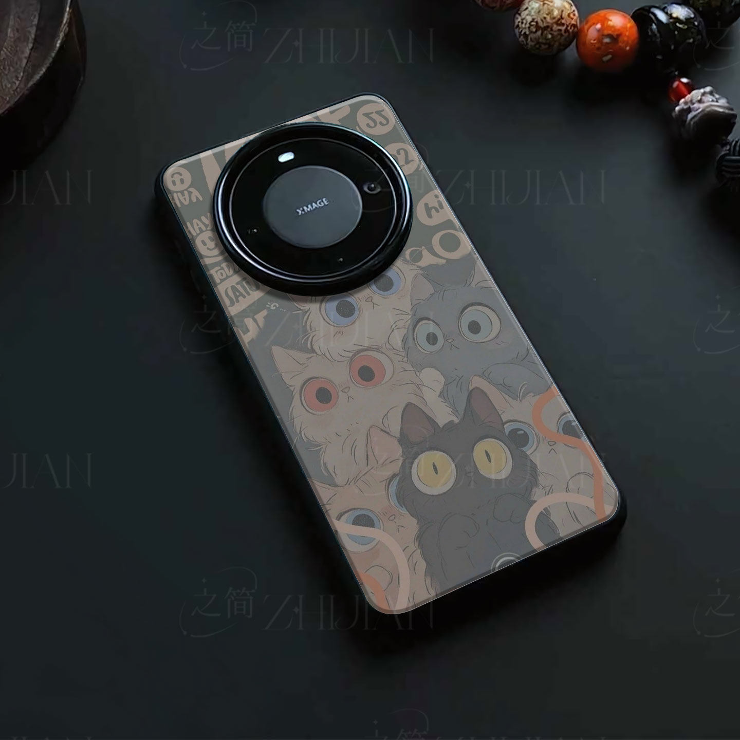 异瞳卡通猫咪磁吸磨砂黑框电镀玻璃手机壳适用苹果iphone17promax华为红米K50至尊版IQOONEO9小米CIVI5PRO荣