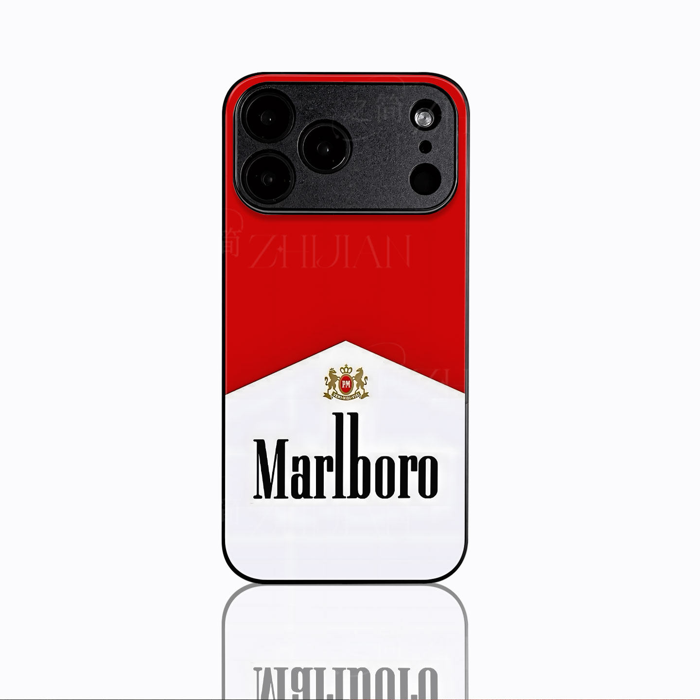 万宝路磁吸磨砂黑框电镀玻璃手机壳适用苹果iphone17promax华为OPPORENO8PROPLUSOPPOFINDX8S荣耀70PROVIVOS1
