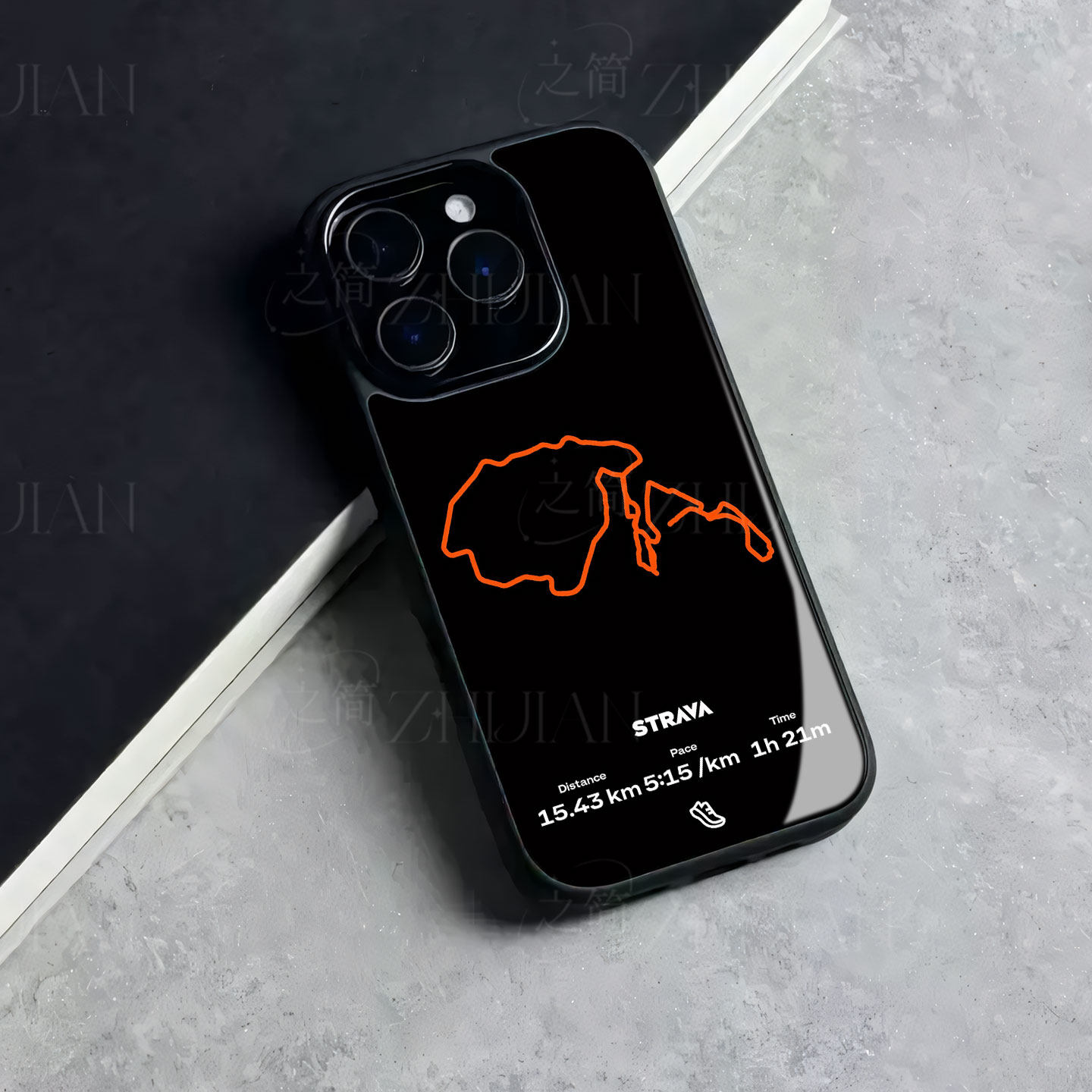 Strava跑步记录磁吸磨砂黑框电镀玻璃手机壳适用苹果iphone17promax华为VIVOY300PRO荣耀60PRO小米13PROIQOON