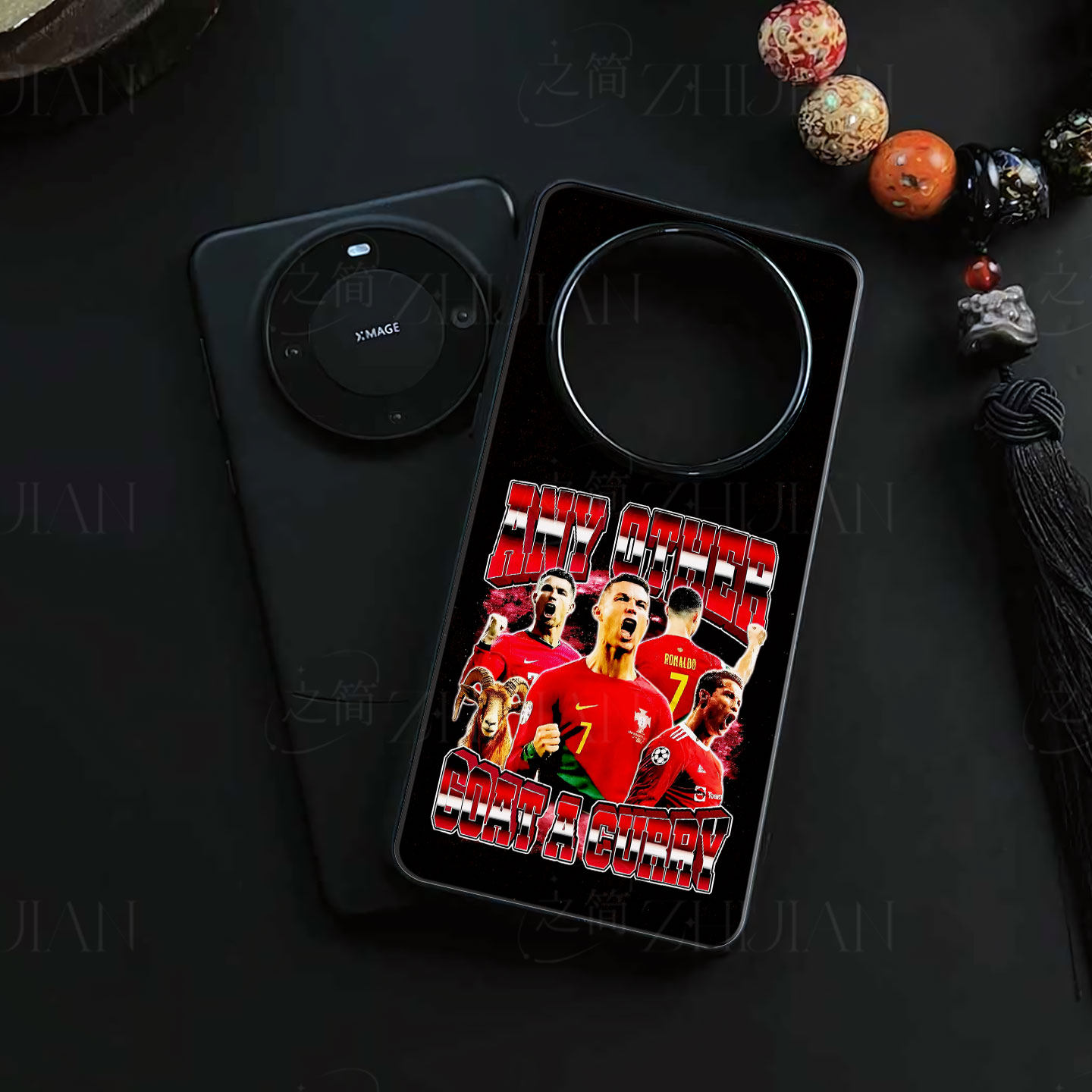 C罗足球磁吸磨砂黑框电镀玻璃手机壳适用苹果iphone17promax华为IQOO12PROOPPOFINDX9PROOPPORENO15PRO荣耀20