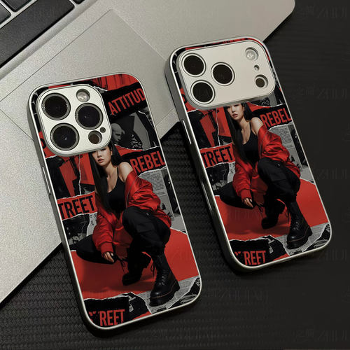 Jennie红黑潮酷磁吸磨砂黑框电镀玻璃手机壳适用苹果iphone17promax华为NOVA11SE荣耀MAGIC4PRO荣耀X50IVIVOX