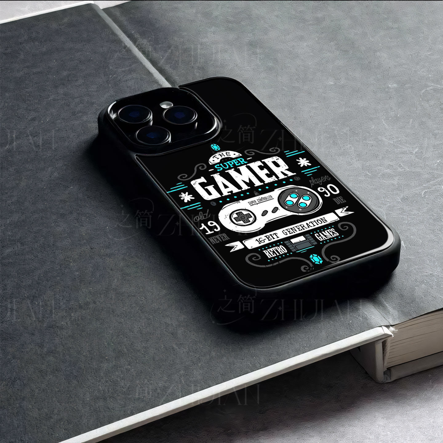 复古游戏手柄磁吸磨砂黑框电镀玻璃手机壳适用苹果iphone17promax华为NOVA14PRO小米17ULTRA小米15ULTRAOPPOF
