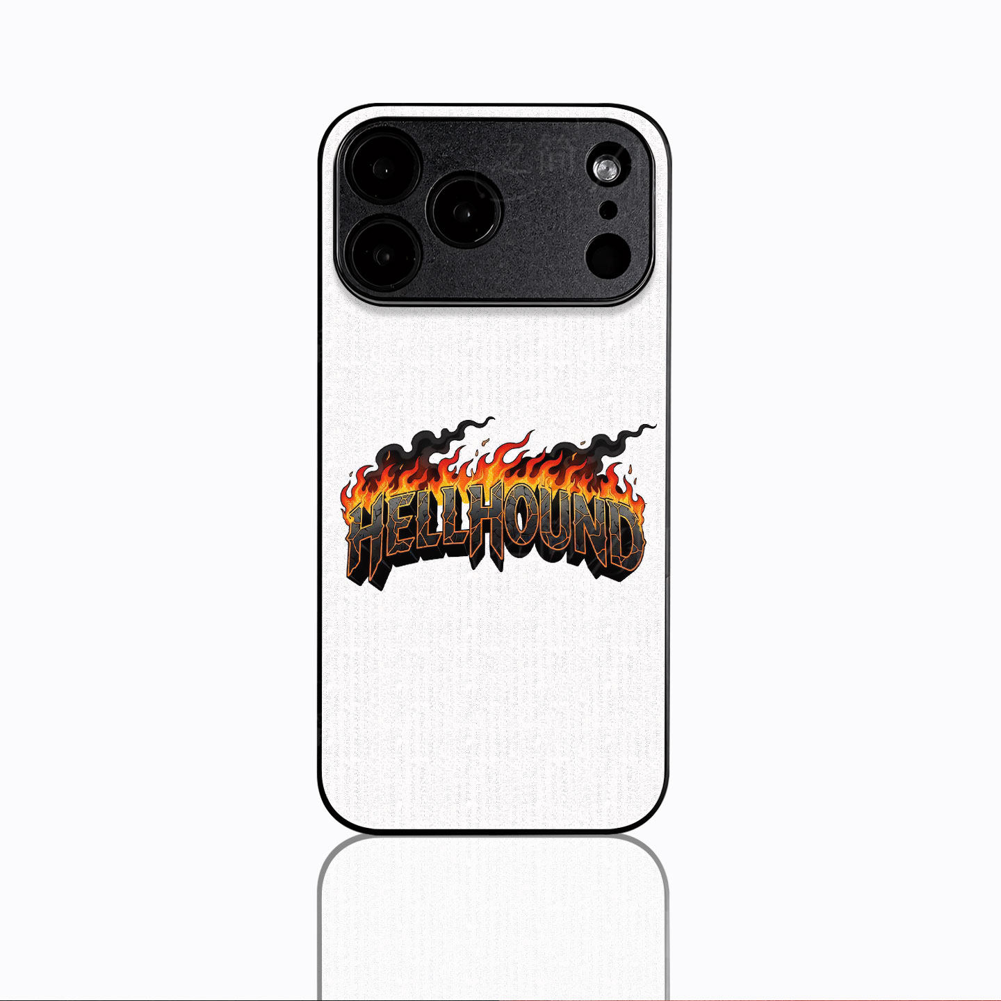 地狱犬火焰标磁吸磨砂黑框电镀玻璃手机壳适用苹果iphone17promax华为IQOONEO61加ACE3VP60PROVIVOX300ULTRA
