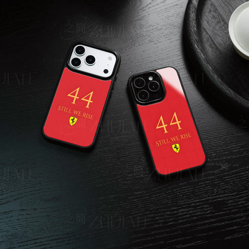 法拉利44号磁吸磨砂黑框电镀玻璃手机壳适用苹果iphone17promax华为PROMAX11/12/VIVOX100ULTRAOPPORENO10PRO