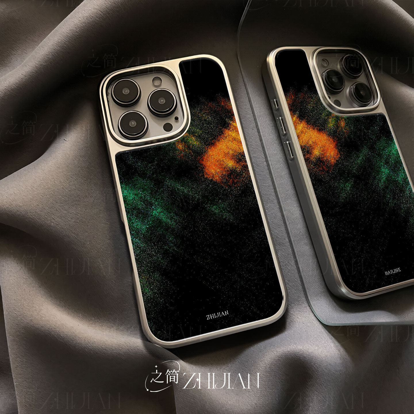 之简ZHIJIAN《星云幻彩》电镀玻璃磨砂手机壳新款小众不撞壳适用苹果17promax华为PURA80PROPLUS华为PURA80UL