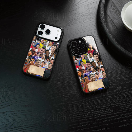 C罗拼贴磁吸磨砂黑框电镀玻璃手机壳适用苹果iphone17promax华为P50PRO荣耀200ProNOVA10SEMATE50PRO
