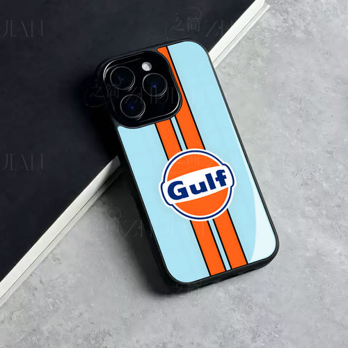 Gulf橙条纹磁吸磨砂黑框电镀玻璃手机壳适用苹果iphone17promax华为荣耀X80I1加ACE2PRO荣耀WINPURA80ULTRA