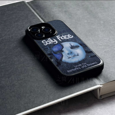 俏皮脸面具磁吸磨砂黑框玻璃手机壳适用苹果iphone17promax华为小米MIX4VIVOY300PRO荣耀X80INOVA14PRO