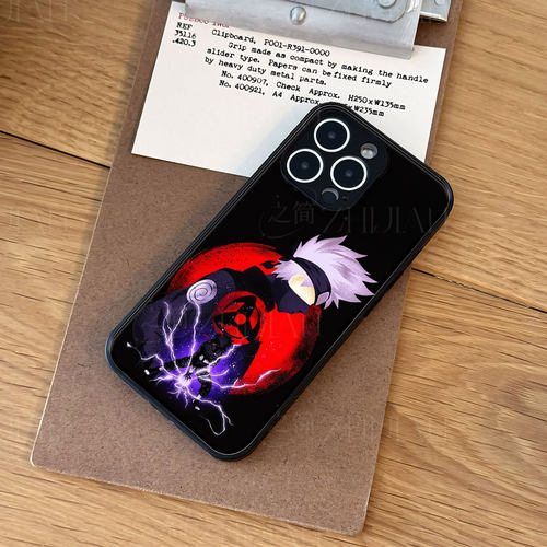 卡卡西写轮眼磁吸磨砂黑框电镀玻璃手机壳适用苹果iphone17promax华为红米NOTE14PROPLUS1加ACE5至尊版VIVOS1