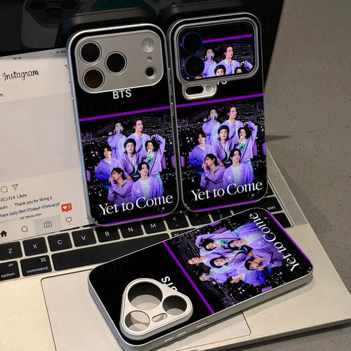 BTS演唱会磁吸磨砂黑框电镀玻璃手机壳适用苹果iphone17promax华为OPPOFINDX6PRO红米NOTE14PROPLUSOPPOFINDX