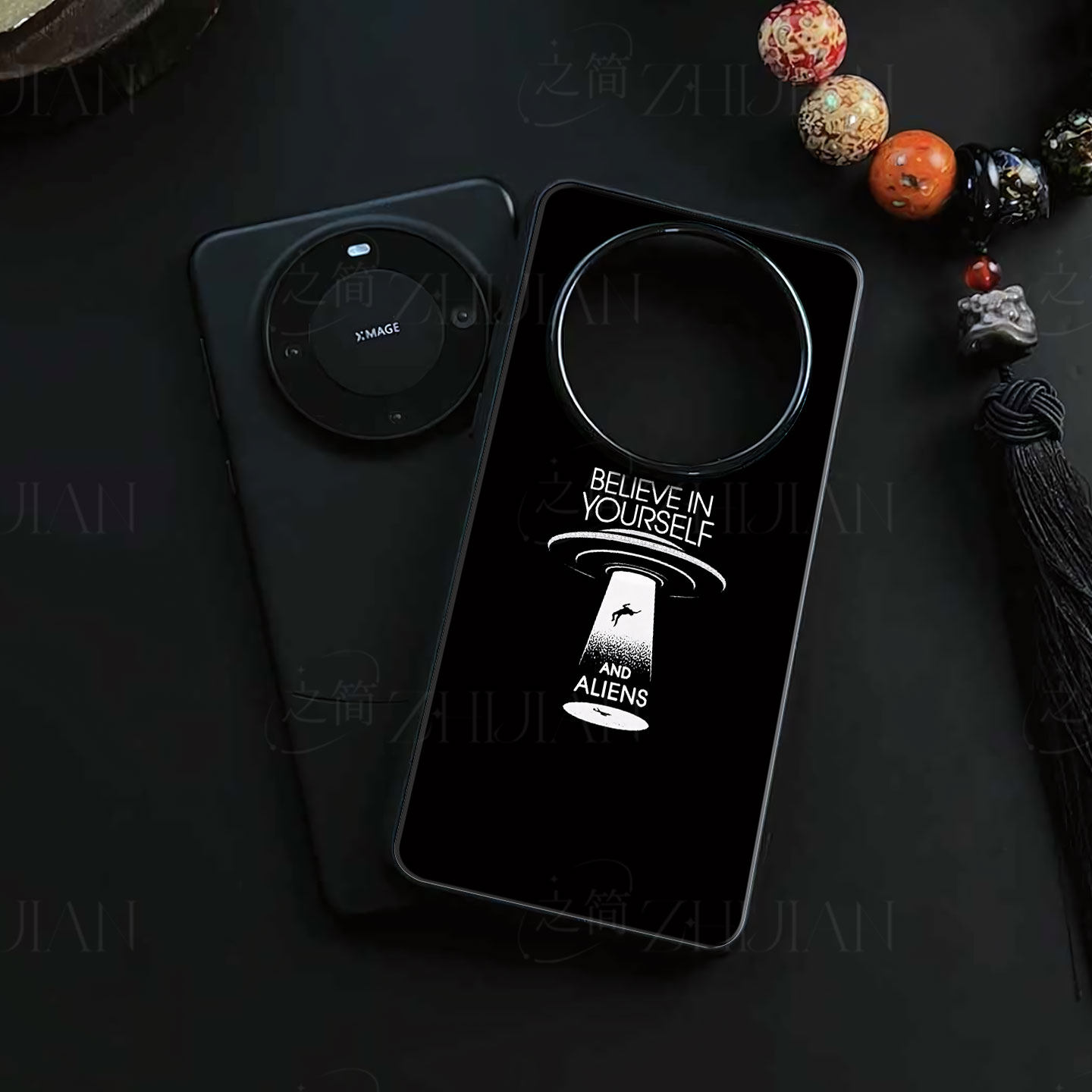 外星飞碟标语磁吸磨砂黑框电镀玻璃手机壳适用苹果iphone17promax华为PLus16/15/141加ACE6至尊版OPPORENO10P