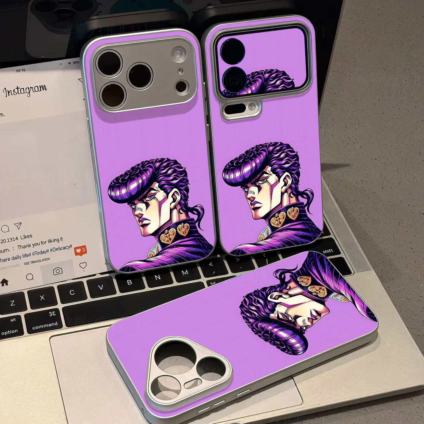 东方仗助肖像磁吸磨砂黑框电镀玻璃手机壳适用苹果iphone17promax华为VIVOS50PROMINI荣耀400PRONOVA10SE1加A