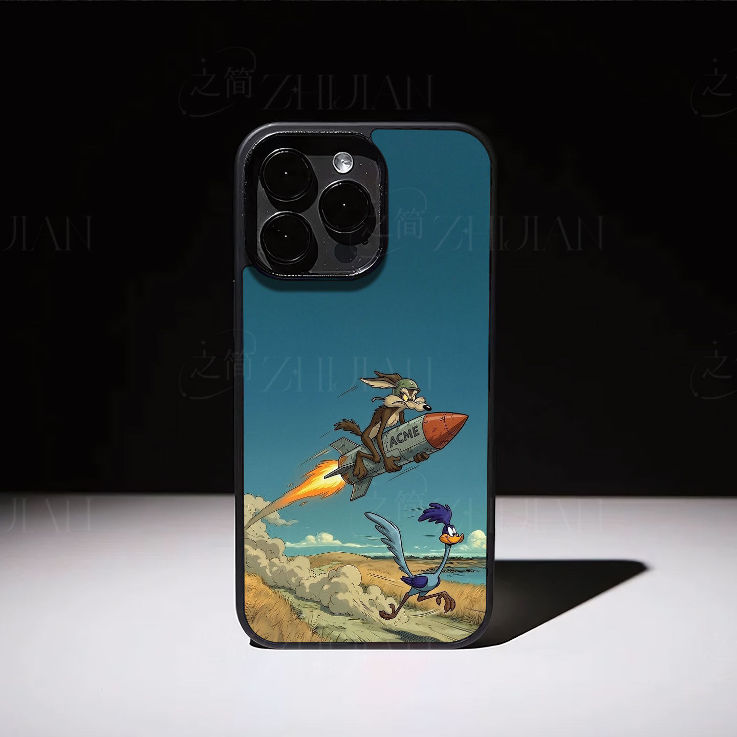 BB鸟与歪心狼磁吸磨砂黑框电镀玻璃手机壳适用苹果iphone17promax华为小米CIVI31加11MATE70PROMATE70AIR