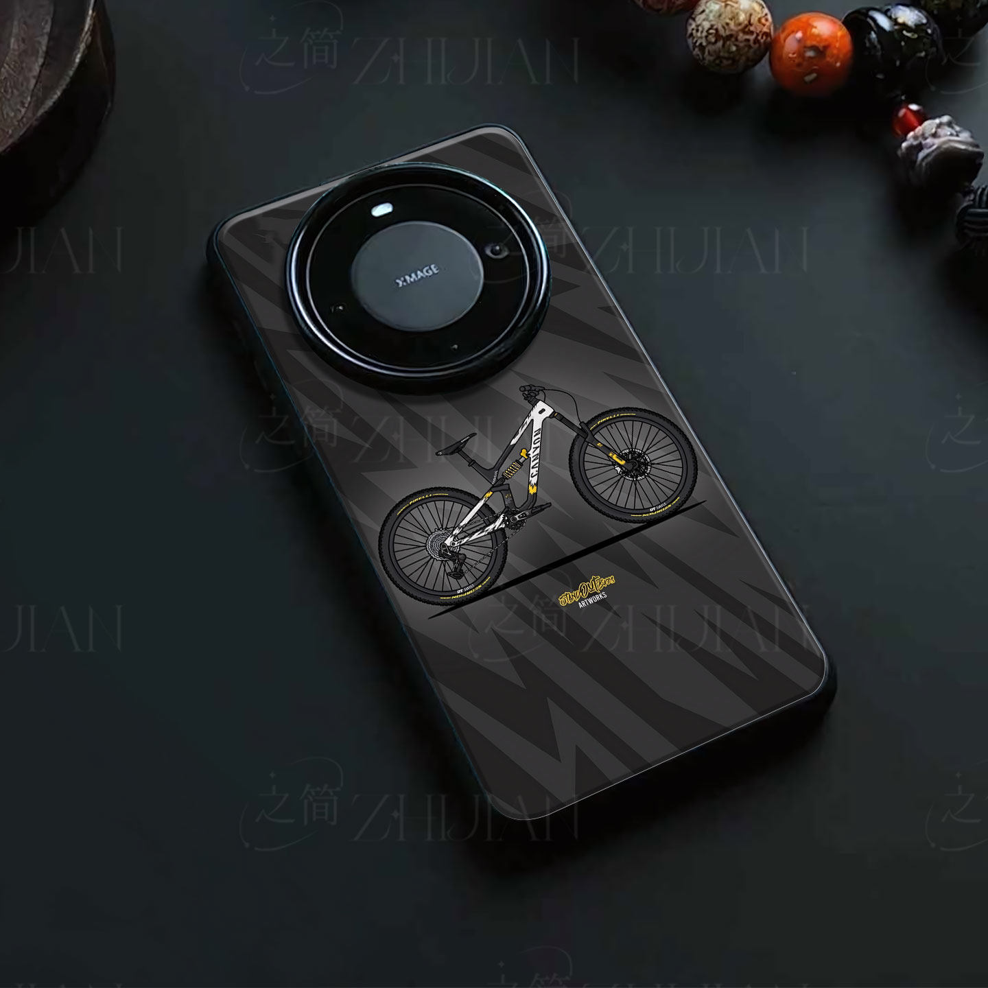 CANYON山地车磁吸磨砂黑框电镀玻璃手机壳适用苹果iphone17promax华为PURA80ULTRAOPPOFINDX6PRO红米TURBO3红