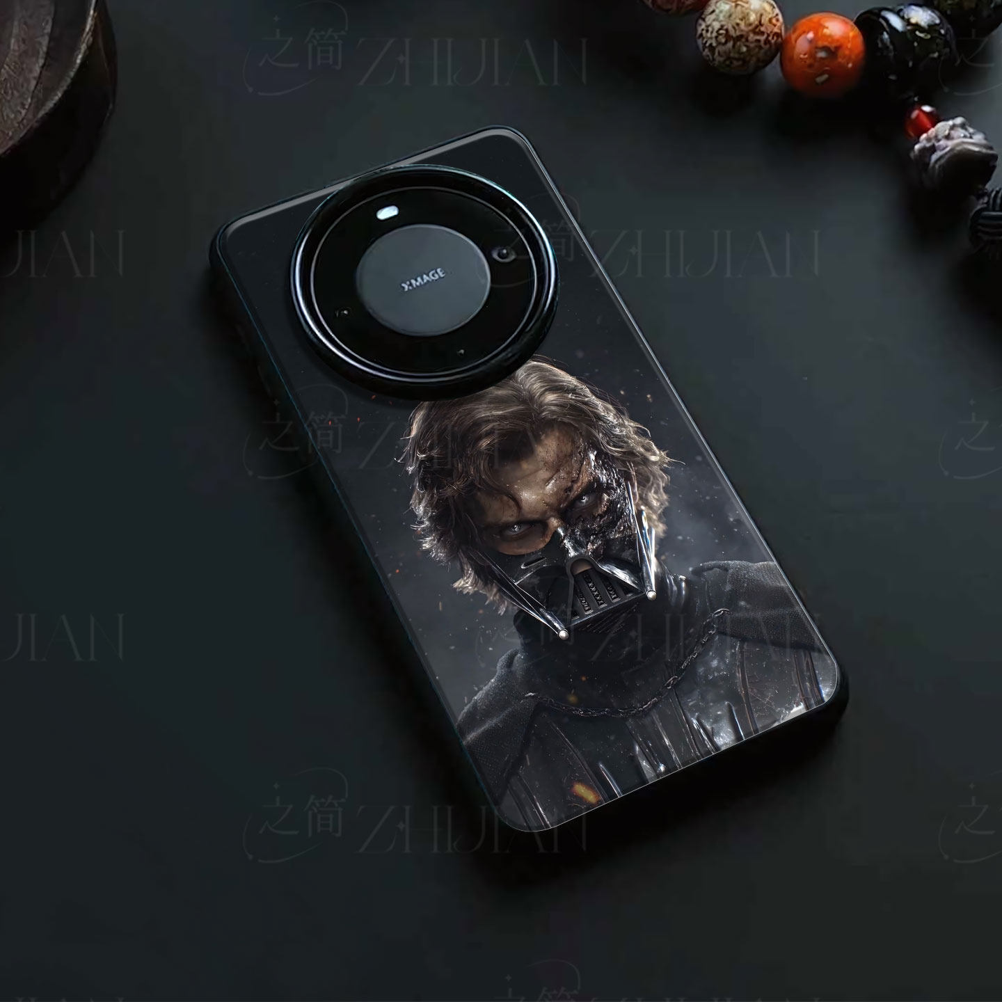 半面达斯维达磁吸磨砂黑框电镀玻璃手机壳适用苹果iphone17promax华为1加121加15TP50PRONOVA13