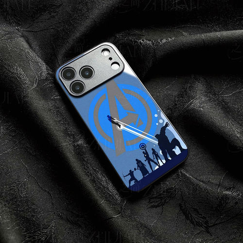 复联英雄剪影磁吸磨砂黑框电镀玻璃手机壳适用苹果iphone17promax华为荣耀70PRO荣耀X80IVIVOY500PRO荣耀90PR