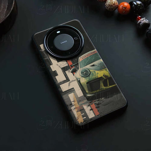 保时捷911磁吸磨砂黑框电镀玻璃手机壳适用苹果iphone17promax华为NOVA13PROPURA70ULTRA荣耀WINOPPORENO8PRO