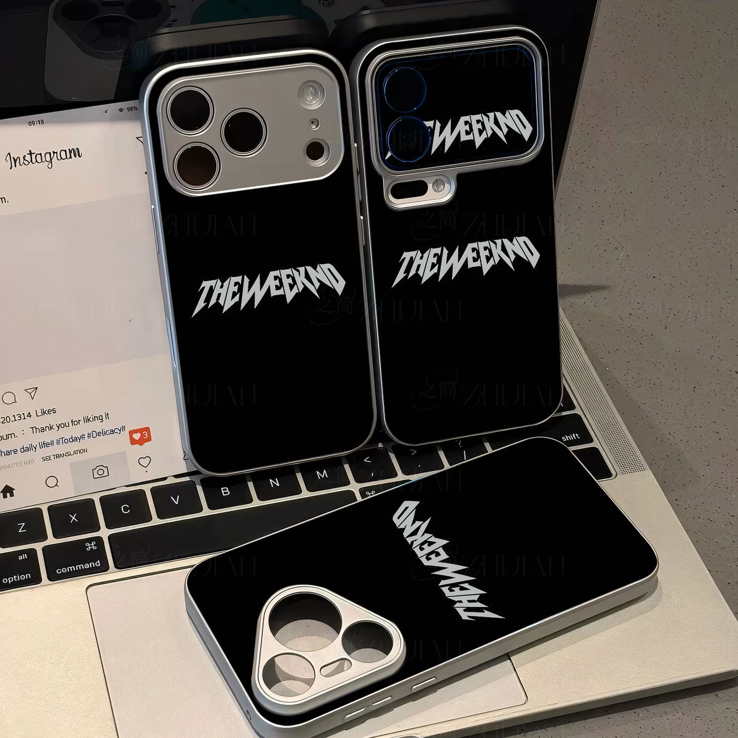 威肯标志磁吸磨砂黑框电镀玻璃手机壳适用苹果iphone17promax华为OPPORENO15CP40PROPURA70ULTRA1加ACE5竞速